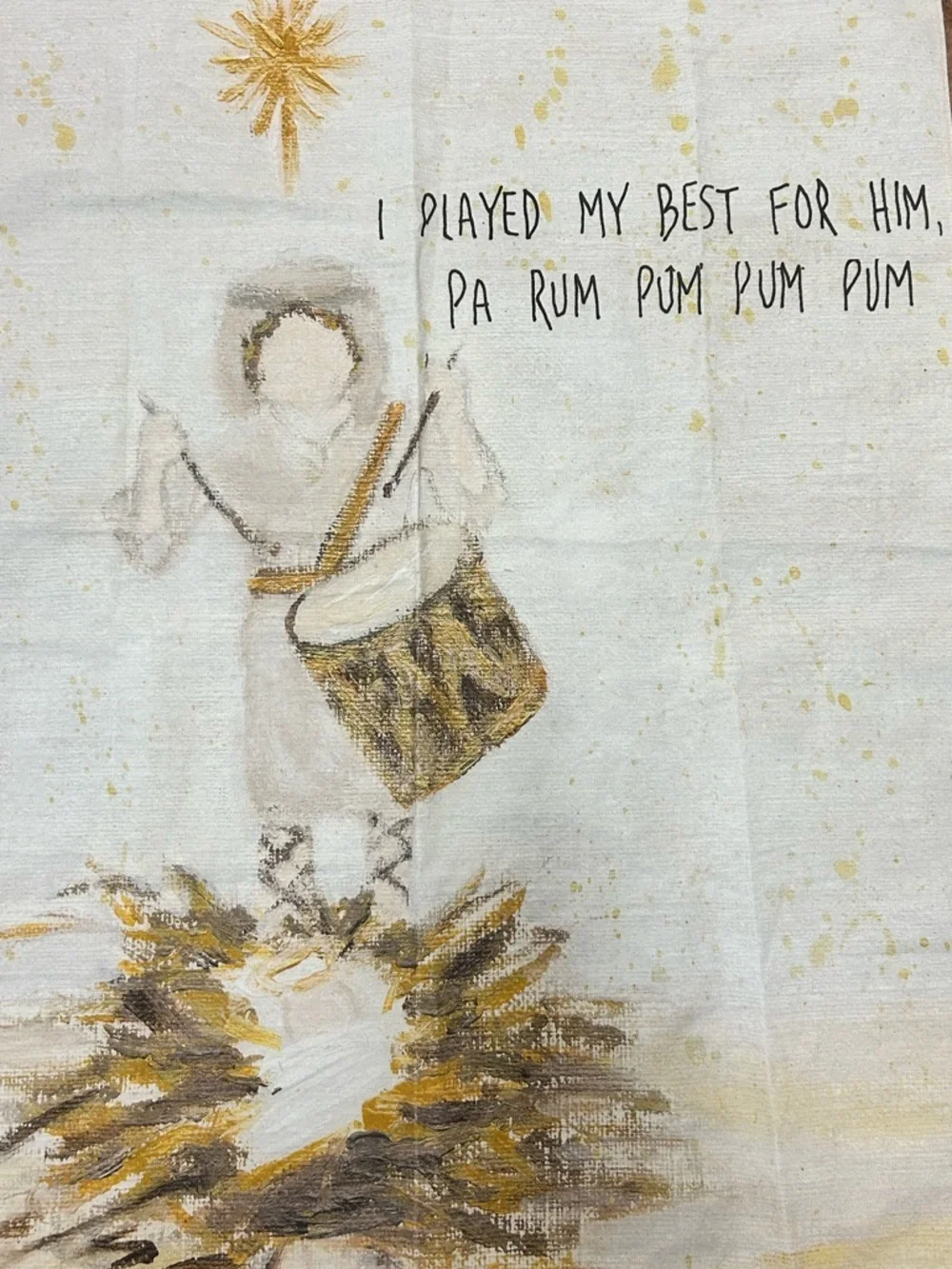 Tawnya Norton Fabric Wall Hanging, Drummer Boy Religious Christmas 46x38 NEW